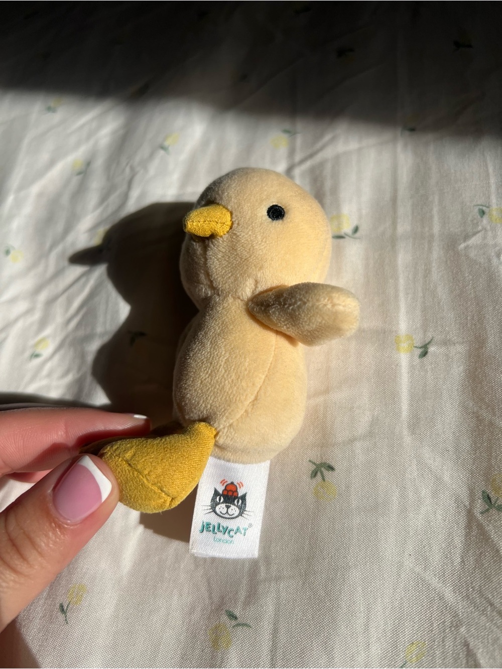 Jellycat Pale Yellow Duckling Plush with Gold Beak & Feet